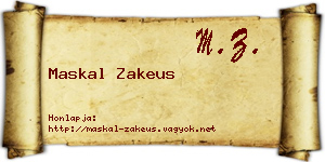 Maskal Zakeus névjegykártya